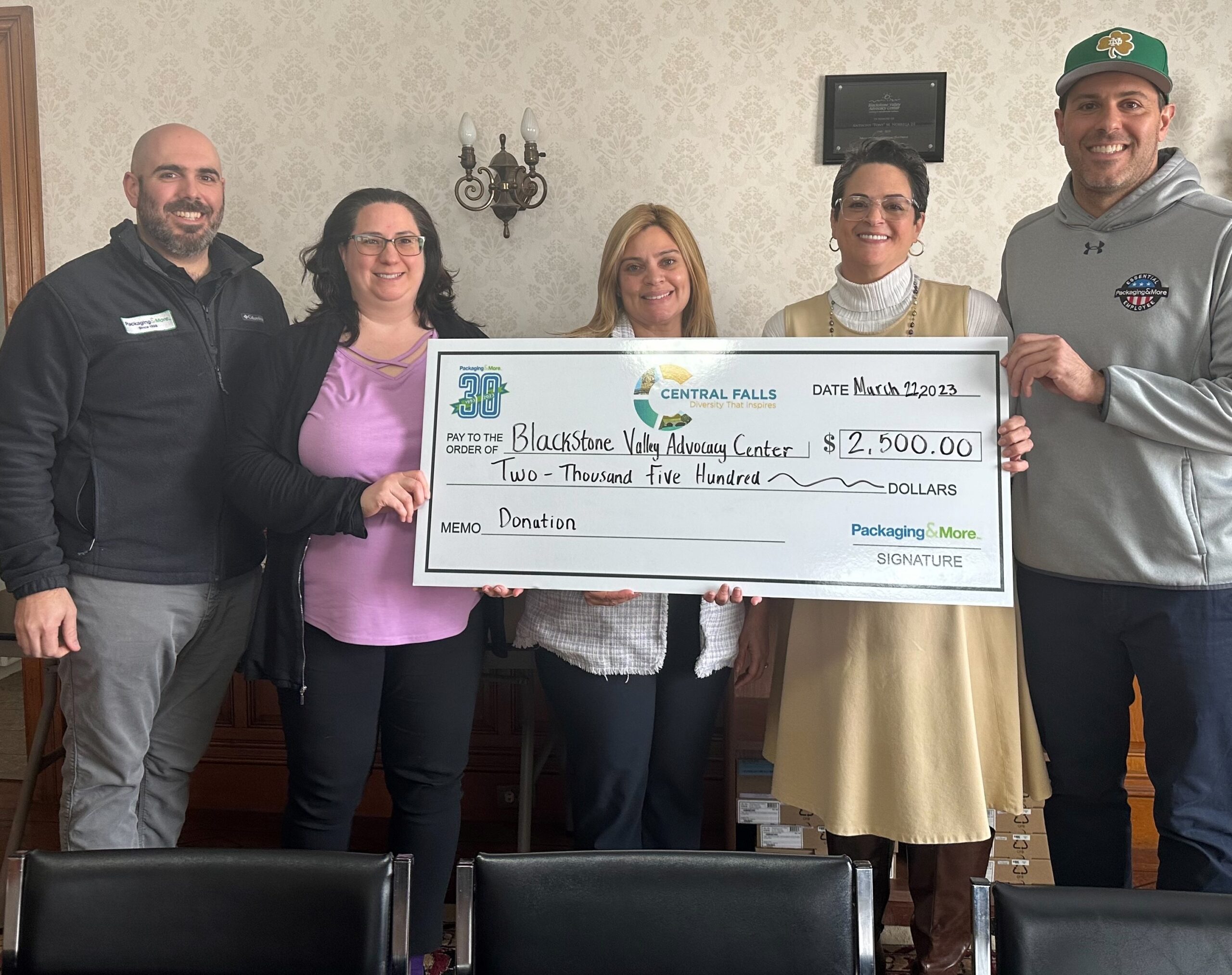 Packaging and More Packaging and More, located in Central Falls, donated $2,500 to BVAC in March. Thank you Tony and Vinny!